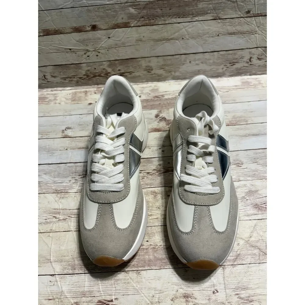 Steve Madden Kendrix Athetic-Fit Jogger Sneakers Women's SZ 11 Silver Taupe NWT
